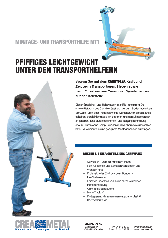 Montage- und Transporthilfe für Türen MT1 Transport- und Heberoller
