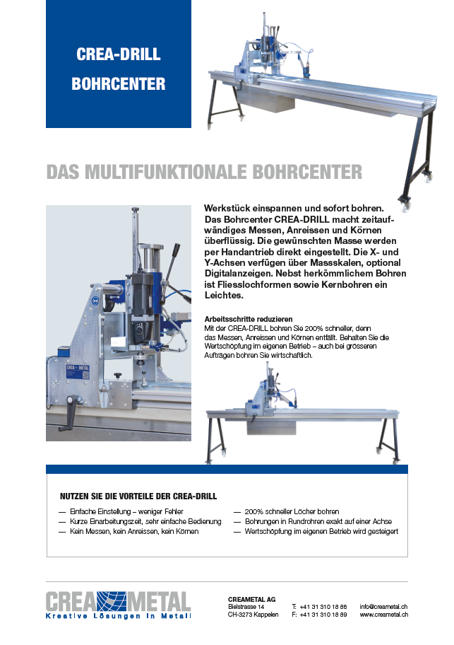 CREA-DRILL Das multifunktionale Bohrcenter