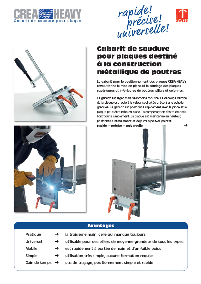 CREA-HEAVY Gabarit de soudure pour plaques