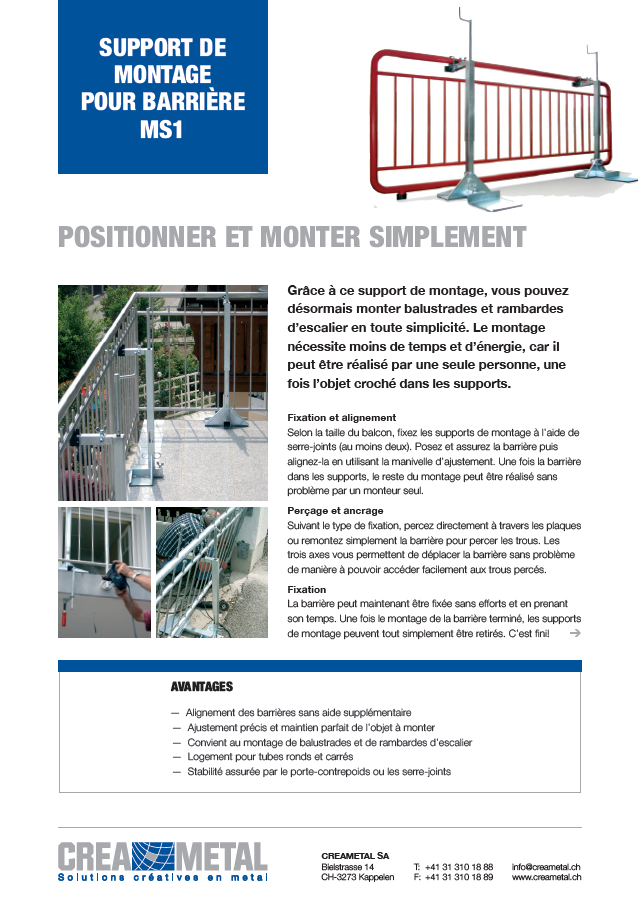 MS 1  Support de montage pour les balustrades